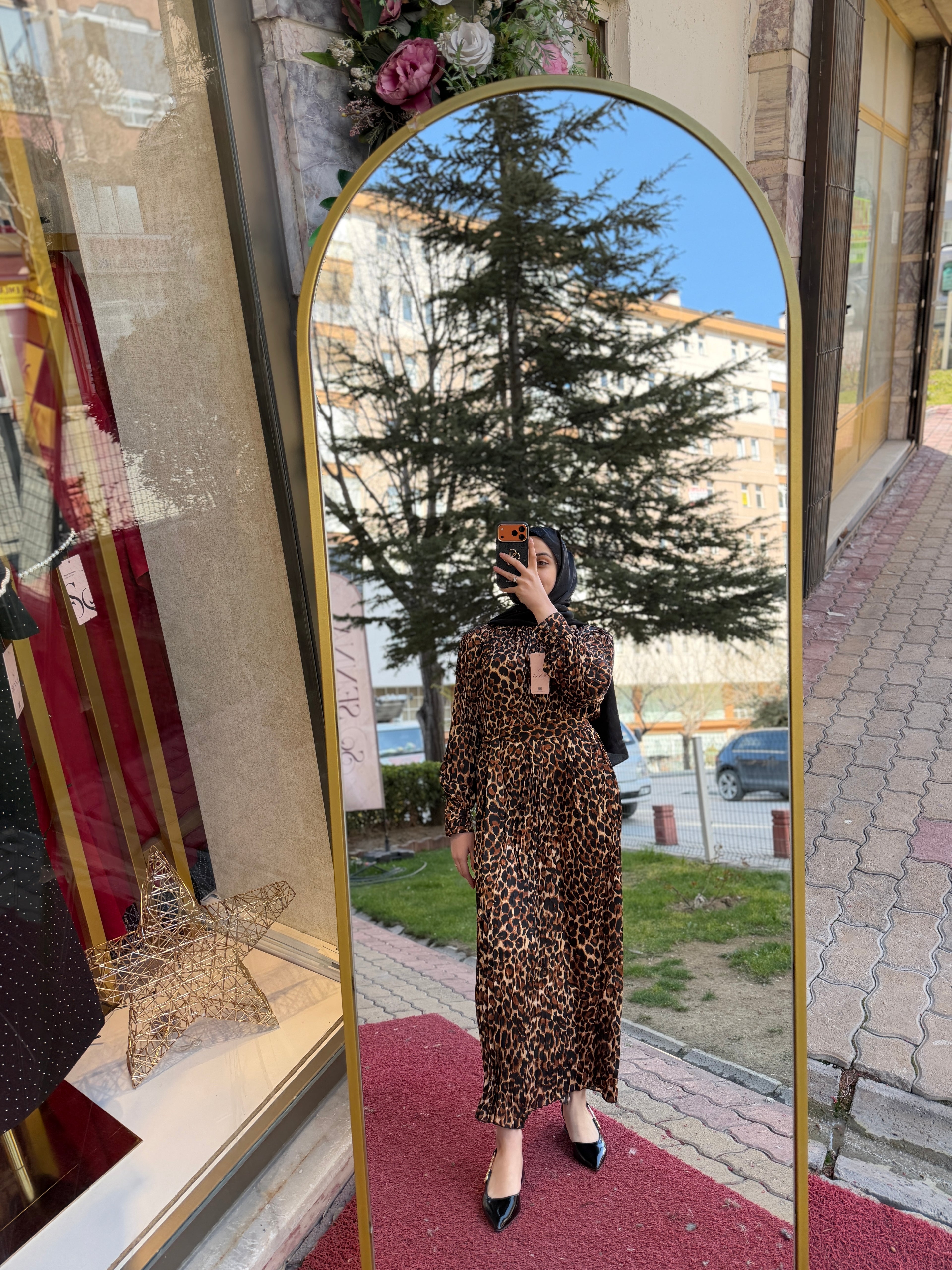 İthal Leopar Elbise