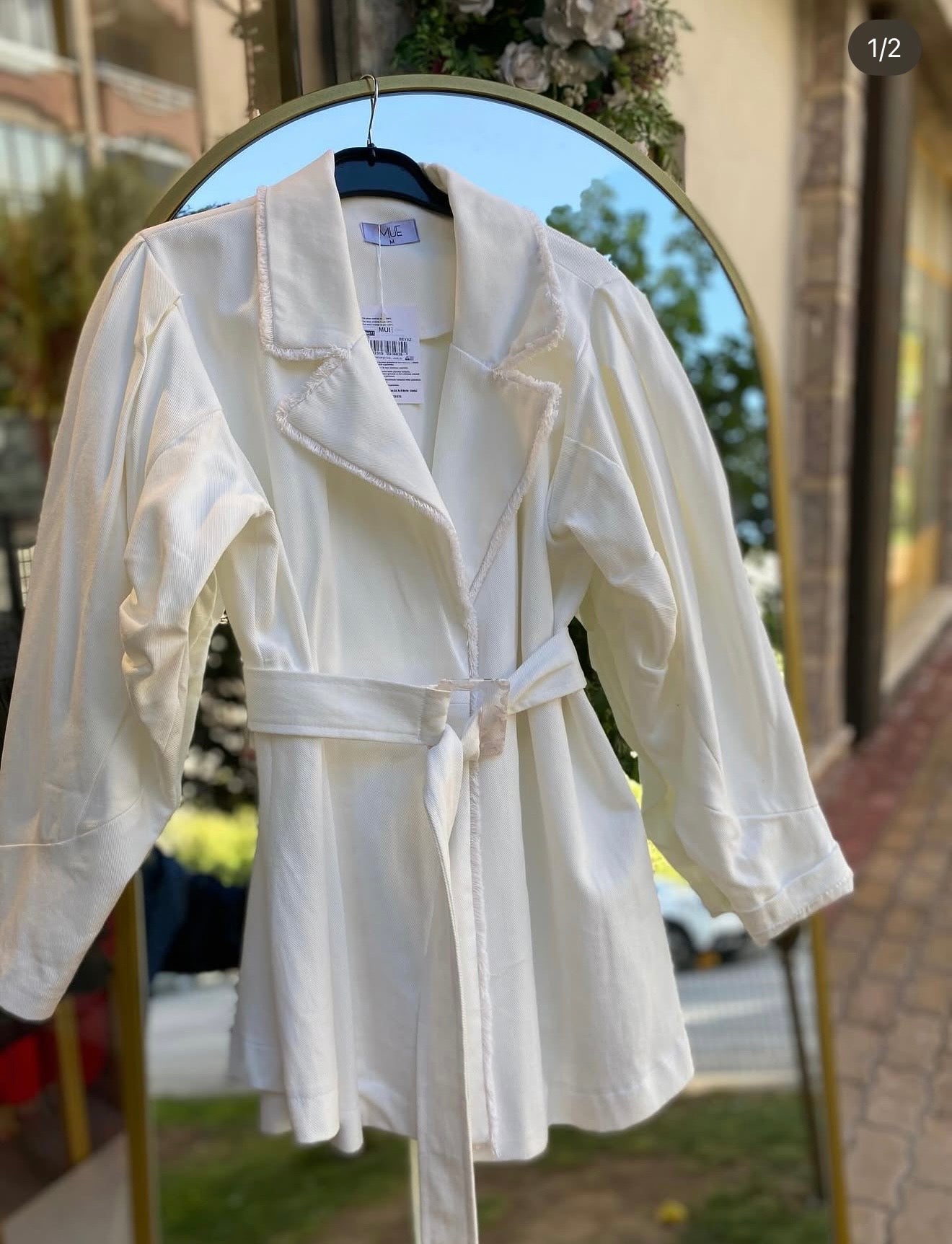 Beyaz Soft Denim Trençkot
