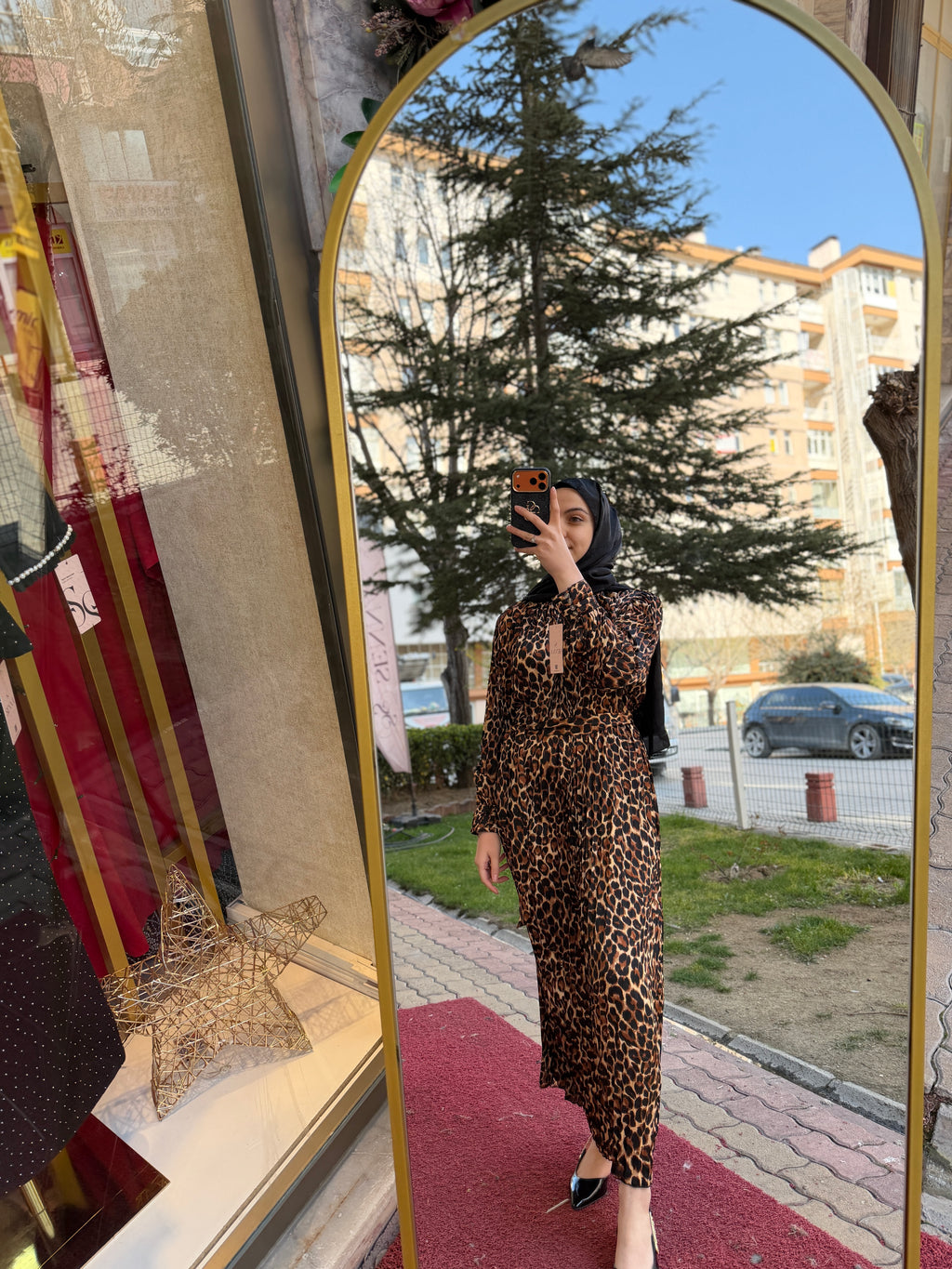 İthal Leopar Elbise