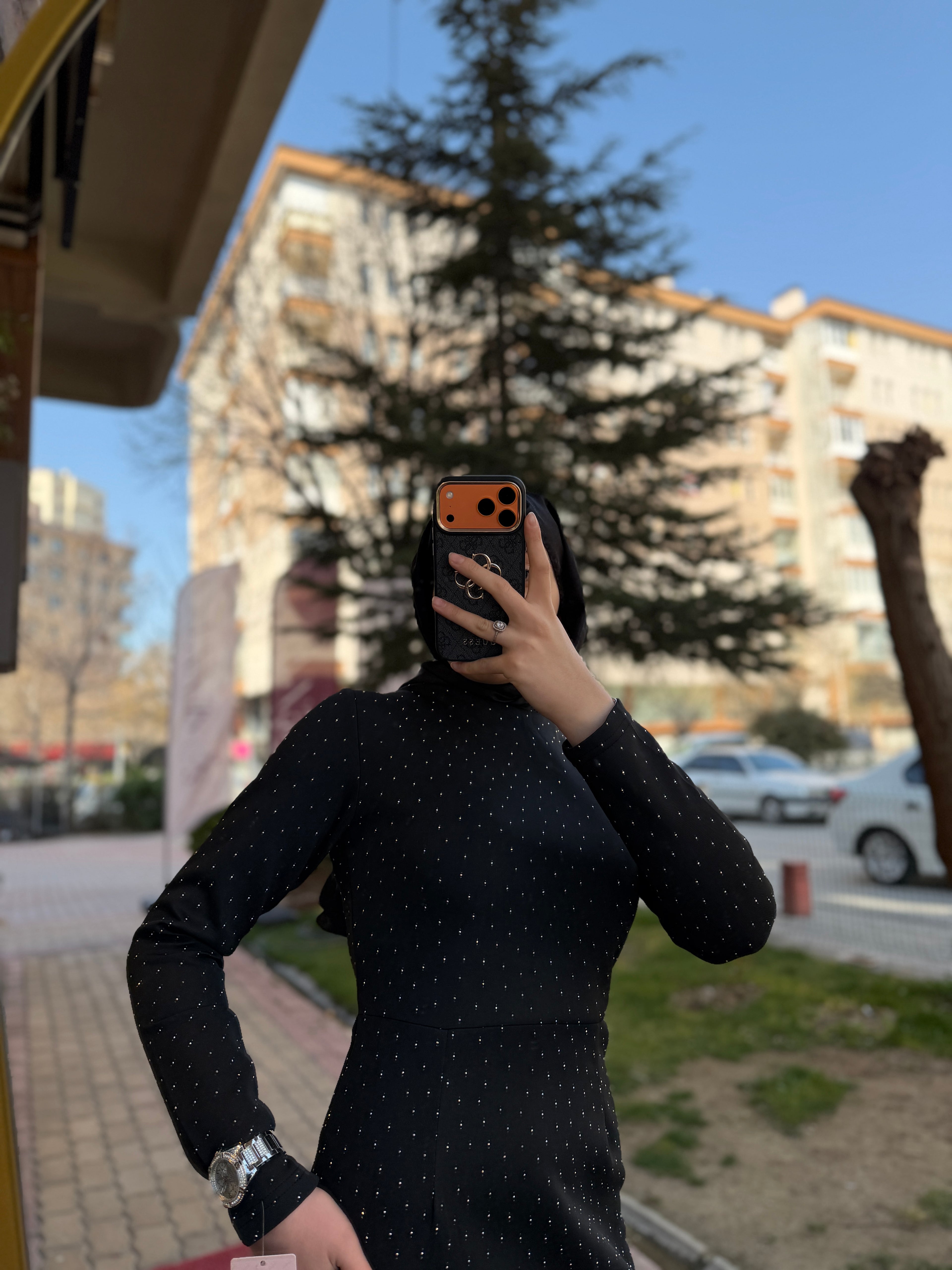 Kristal Işıltılı Siyah Kalem Elbise