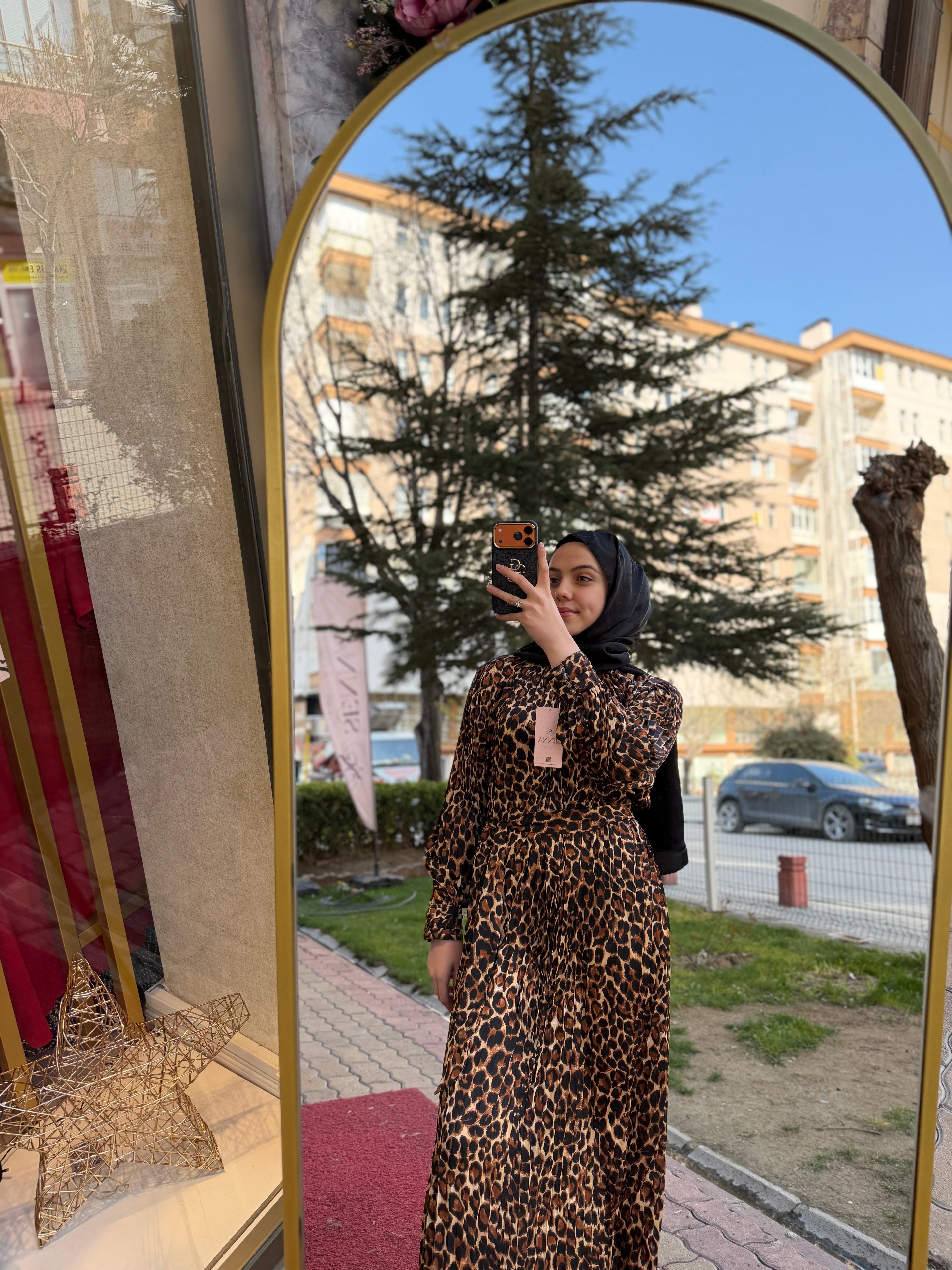 İthal Leopar Elbise
