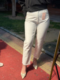 Işıltılı Beyaz Denim Pantolon