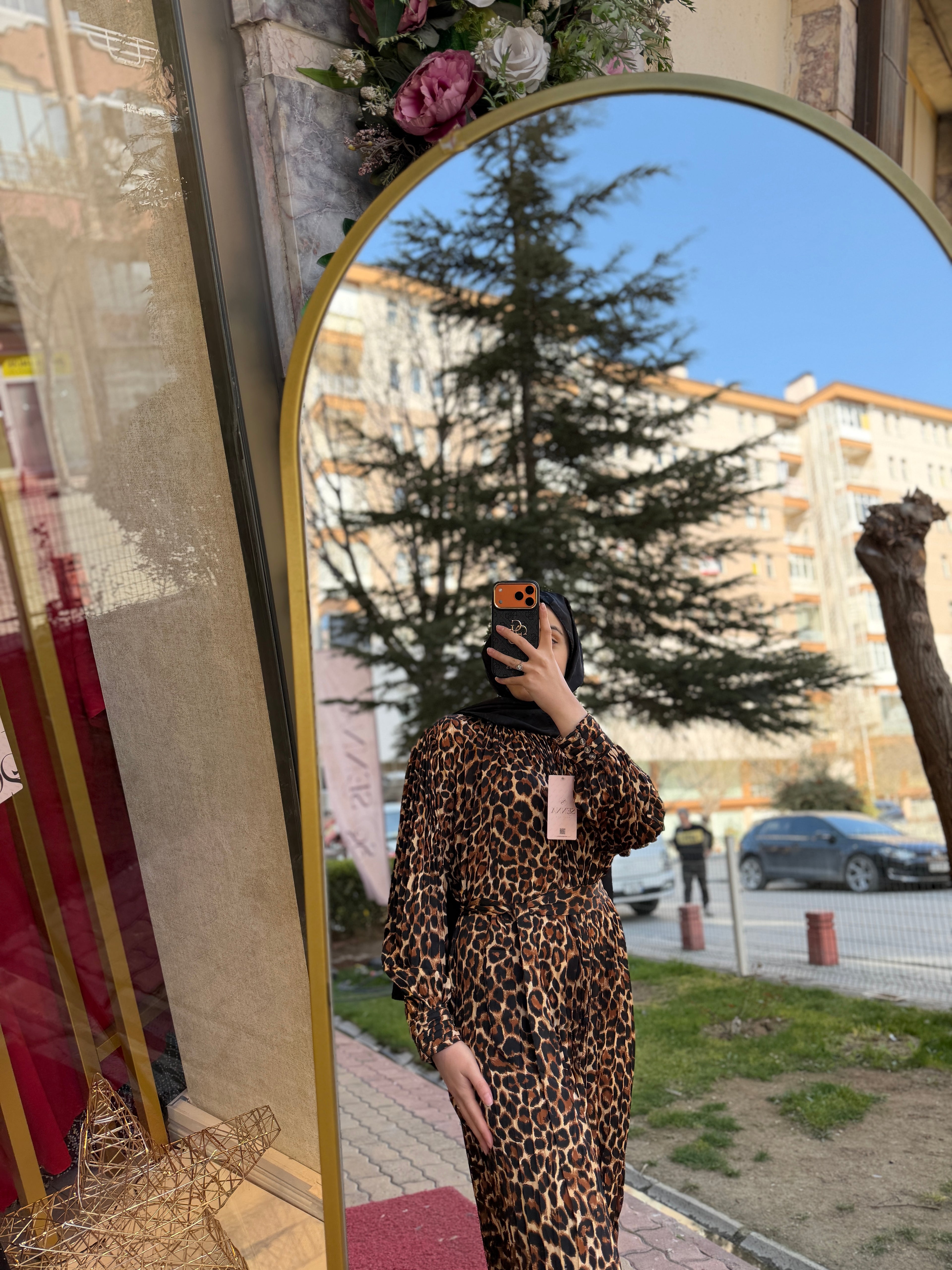 İthal Leopar Elbise