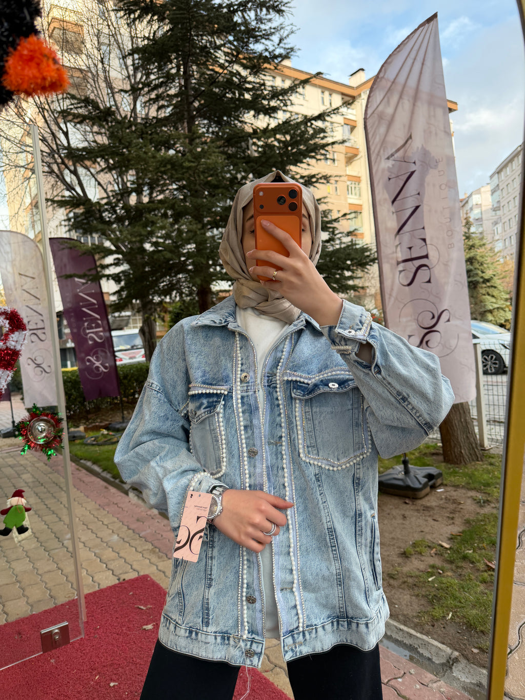 Premium Taşlı Denim Ceket