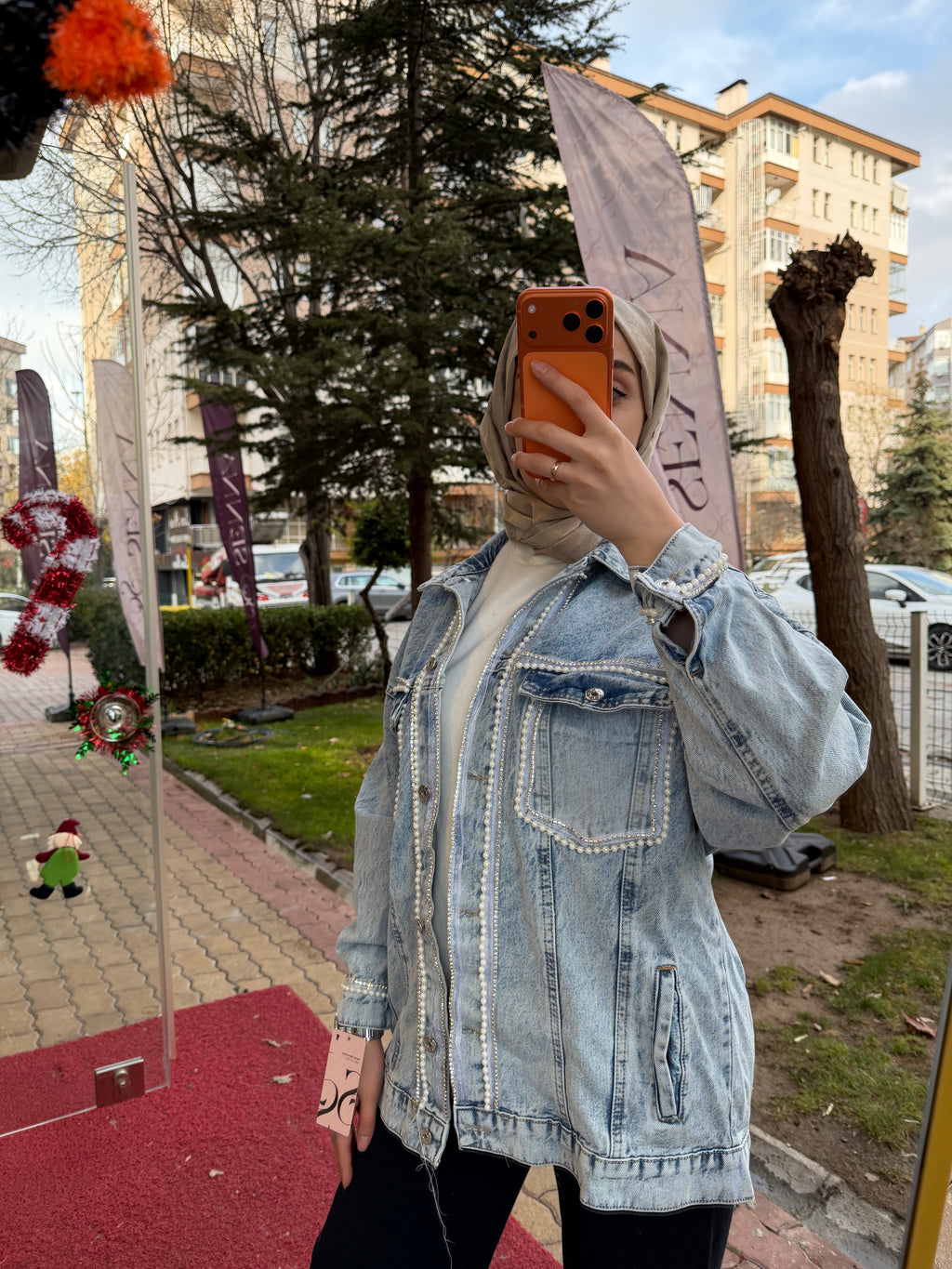 Premium Taşlı Denim Ceket