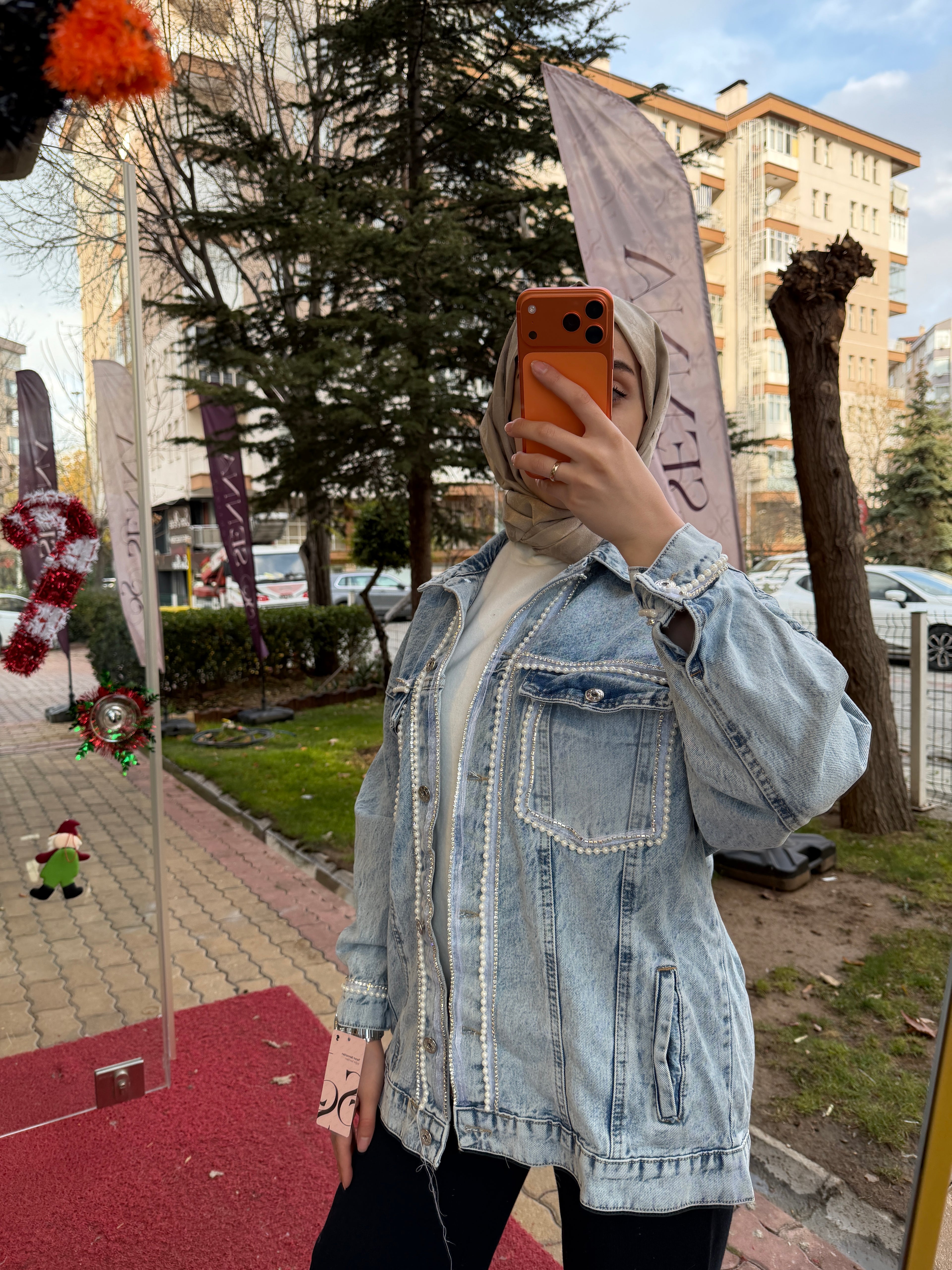 Premium Taşlı Denim Ceket